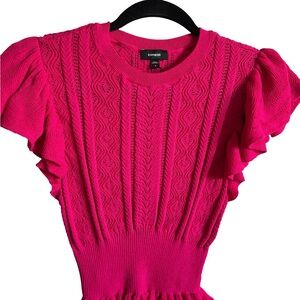 Express Pink Flutter Sleeve Blouse